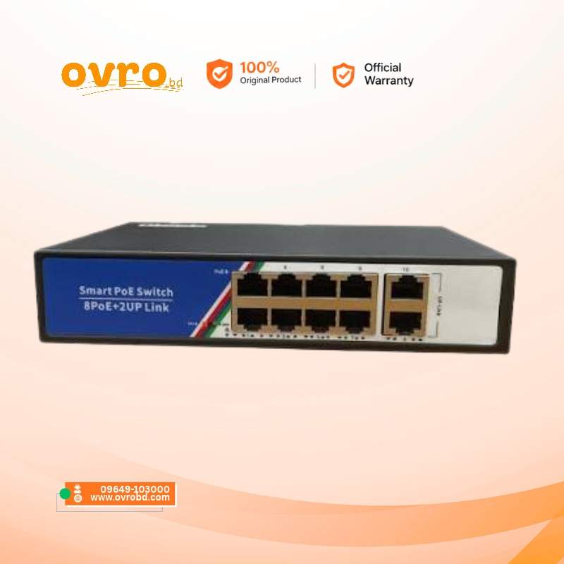Champion PoE Switch 4+2 100M Uplink 8 Port 100M