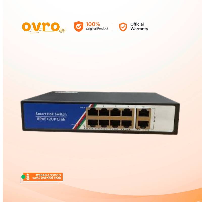 Champion PoE Switch 8+2 100M Uplink 8 Port 100M